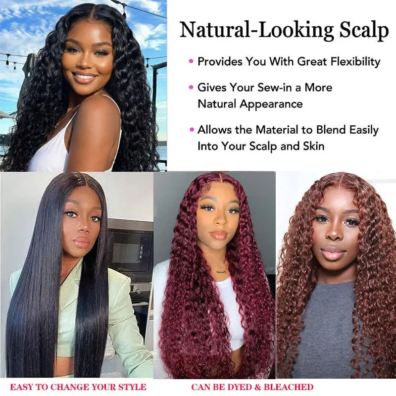 Lace Front Wig – Deep Wave 250 Density – Virgin Human Hair – Transparent | KIMLUD