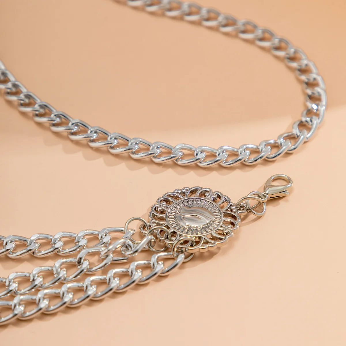 Metal Punk Hip Hop Waist Chain Multilayer With Long Tassel Coin Pendant — Silver | KIMLUD