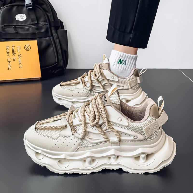 Men's sports shoes four seasons new thick-sole non-slip outdoor casual running shoes student light breathable soft-sole sneakers