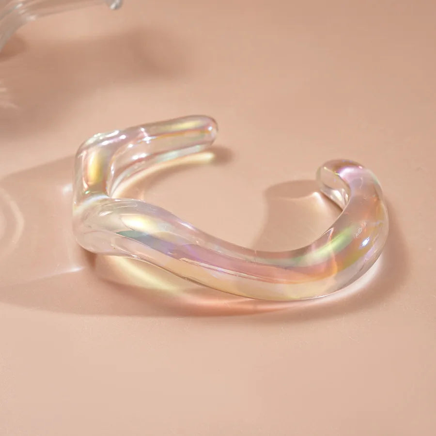 Bohemia Transparent Colorful Acrylic Opening Bangle for Women Irregular Large Wide Cuff Bracelet  New Trend Couple Jewelry F