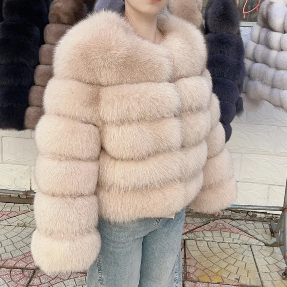 QUEENTINA Fox Fur Coat Real Winter Women'S New Fashion Furry 2025 Leather And Skin White Clothing Natural New In Coats & Jackets