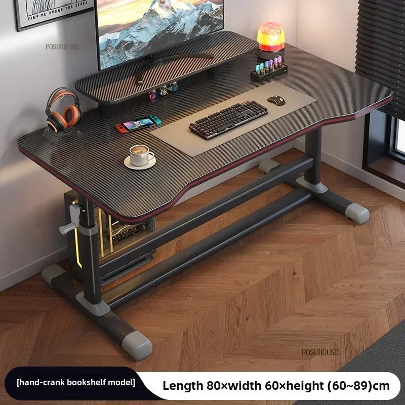 L Shape Desk Liftable Computer Table — Graphite Black | KIMLUD