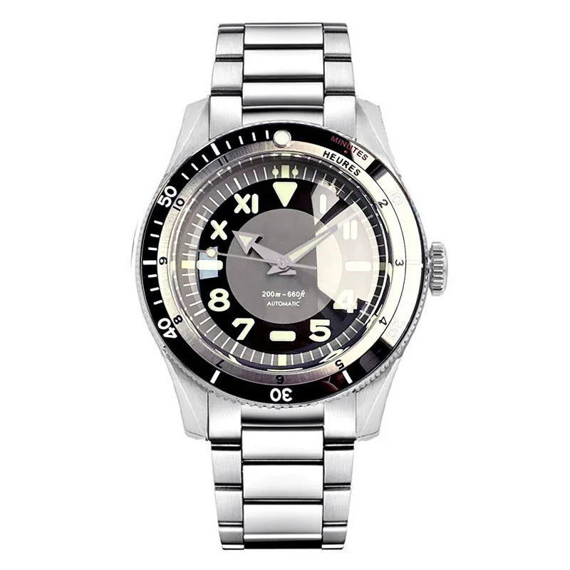 Tandorio Vintage 20ATM Dive Swim Watches Domed Sapphire Black White NH35 PT5000 40mm Automatic Mechanical Men Watch Luminous New