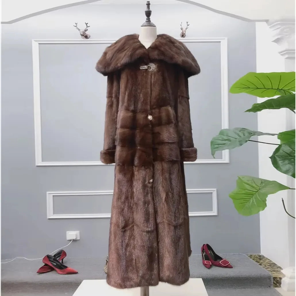 Mink Fur Coat – Real Mink Fur – Long Coat Silhouette | KIMLUD
