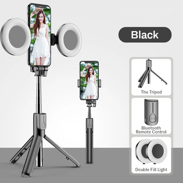 4in1 Wireless bluetooth compatible Selfie Stick LED Ring light Extendable Handheld Monopod Live Tripod for iPhone Android