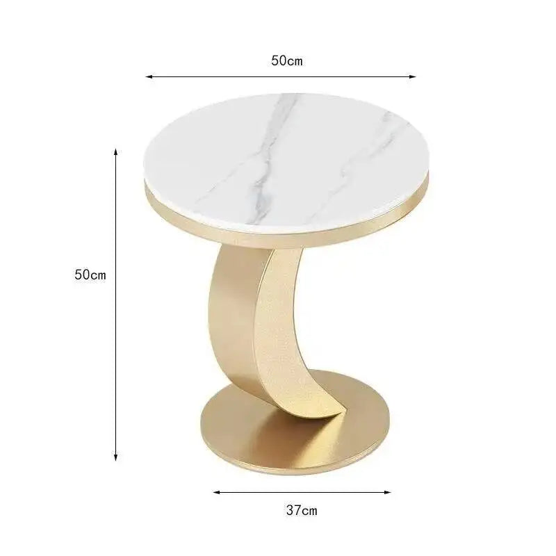Marble Oval Coffee Tables Brass-Gold Base Nordic Luxury With Italian Art Influence — Ivory | KIMLUD