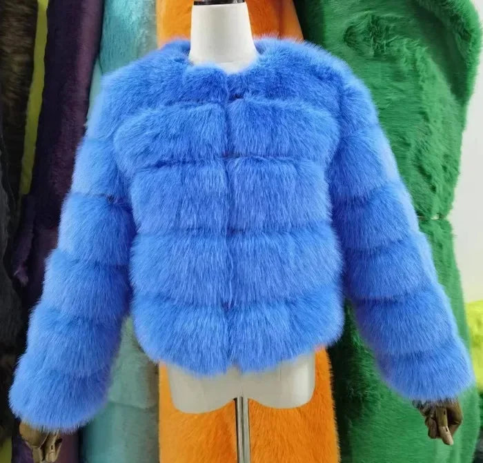 Faux Fur Coats Women Short Coat Jackets Elegant Jacket  Autumn Winter Y2k Furry Outerwear Mom Splice Thick Warm Coffe Coats