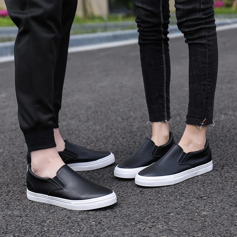 Men's Slip-On Loafers – Waterproof Faux Leather – White | KIMLUD
