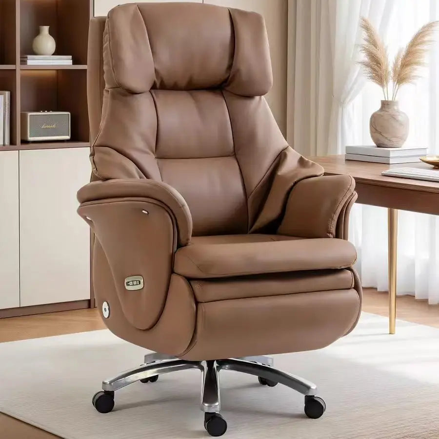 Genuine Leather Executive Office Chair — Brown | KIMLUD