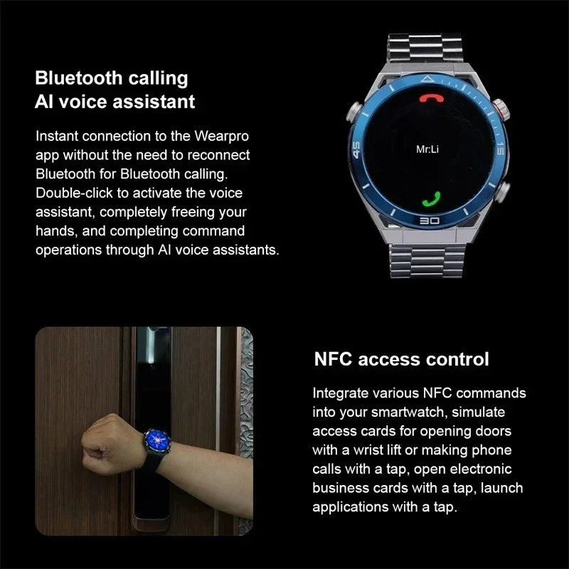 2025 New NFC Smartwatch Men Bluetooth Call GPS Tracker Motion Fitness Wireless Charge Waterproof  Watches For iPhone Android