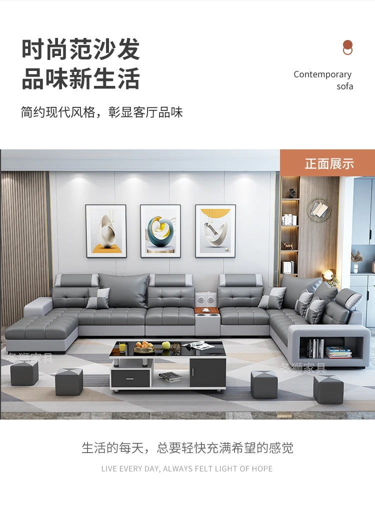 Latex Nano Three-Proof Fabric Sofa Modern Living Room — Slate Grey | KIMLUD