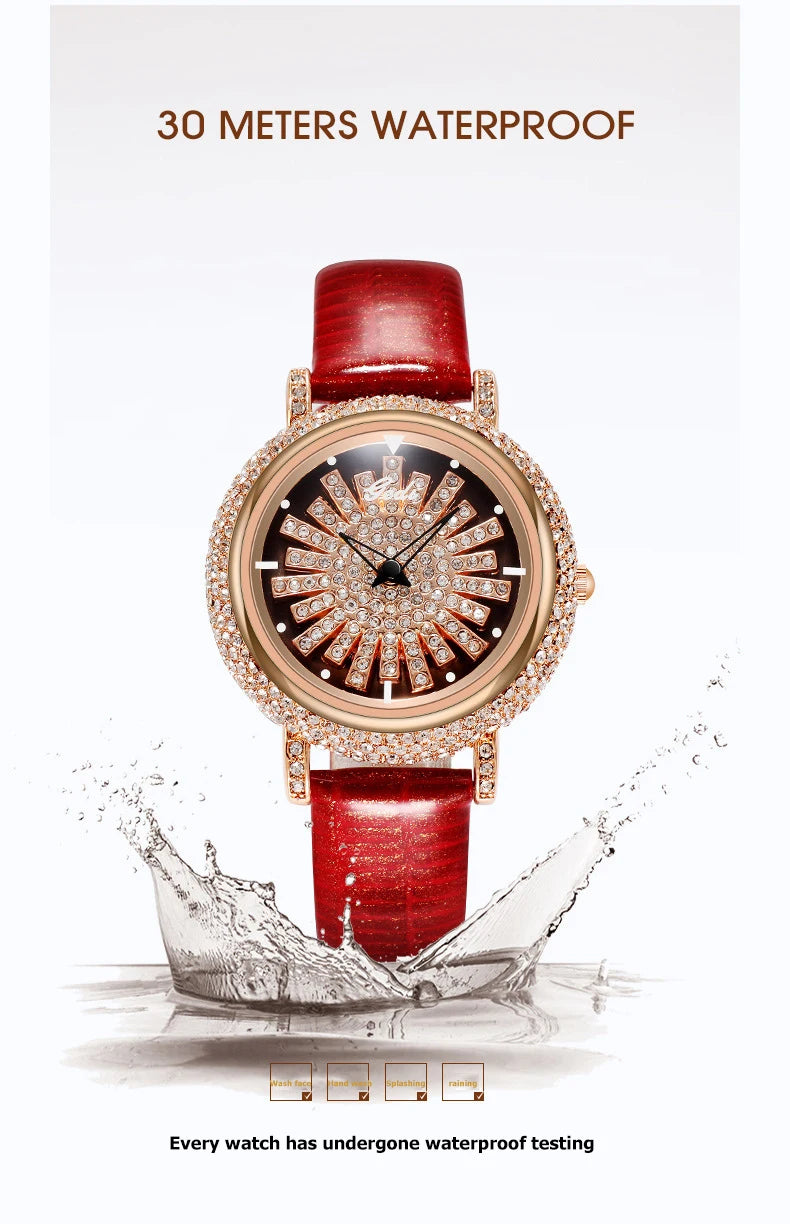 Women's Luxury Quartz Watch — Leather Band, Waterproof, 40mm Dial | KIMLUD
