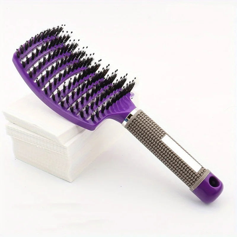 Plastic Scalp Massage Brush For Wet Curly Hair Magic Detangling Tool With Ergonomic Grip — Clear | KIMLUD