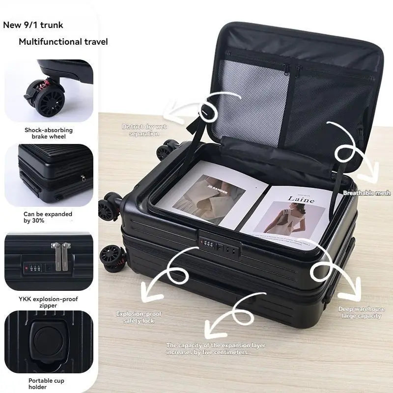 19 minutes ago, the expandable zipper box with an open lid is 20 inches. It is a male suitcase and a travel suitcase for female