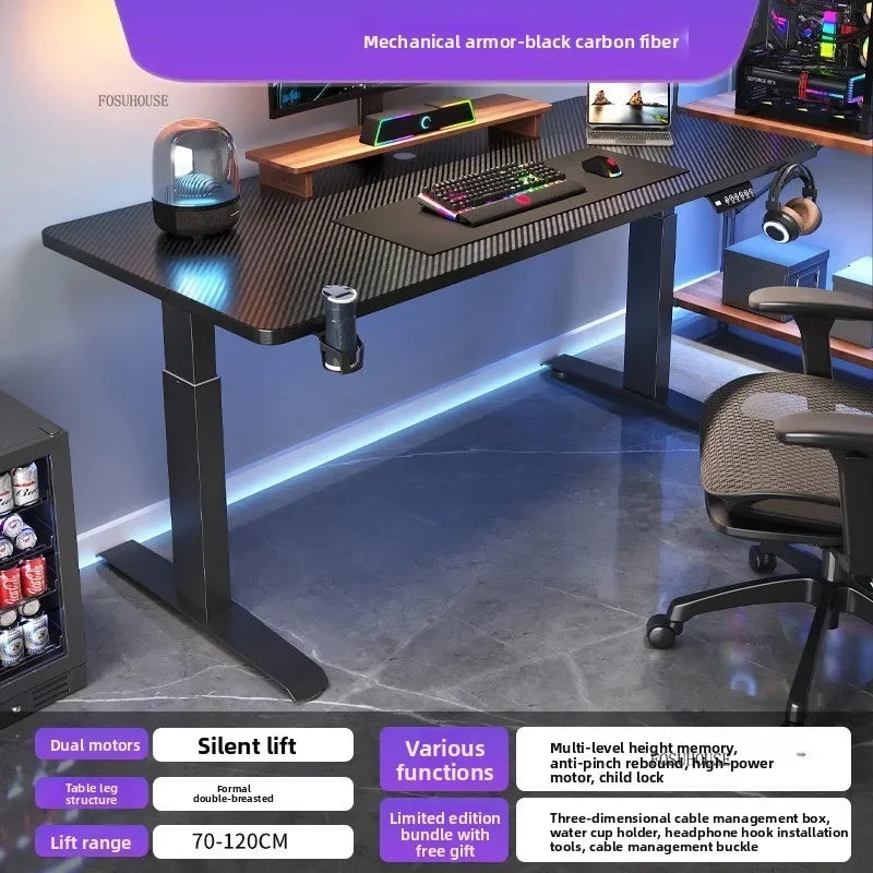 L-Shaped Desk Height-Adjustable Electric With Quiet Motor And Programming Presets — Black | KIMLUD