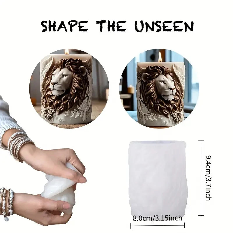 KIMLUD, 3D Lion Relief Candle Mold - Fine Lion Hair Replication High-Temperature Resistant Easy Unmold for DIY Aromatherapy Candles Home, KIMLUD Womens Clothes