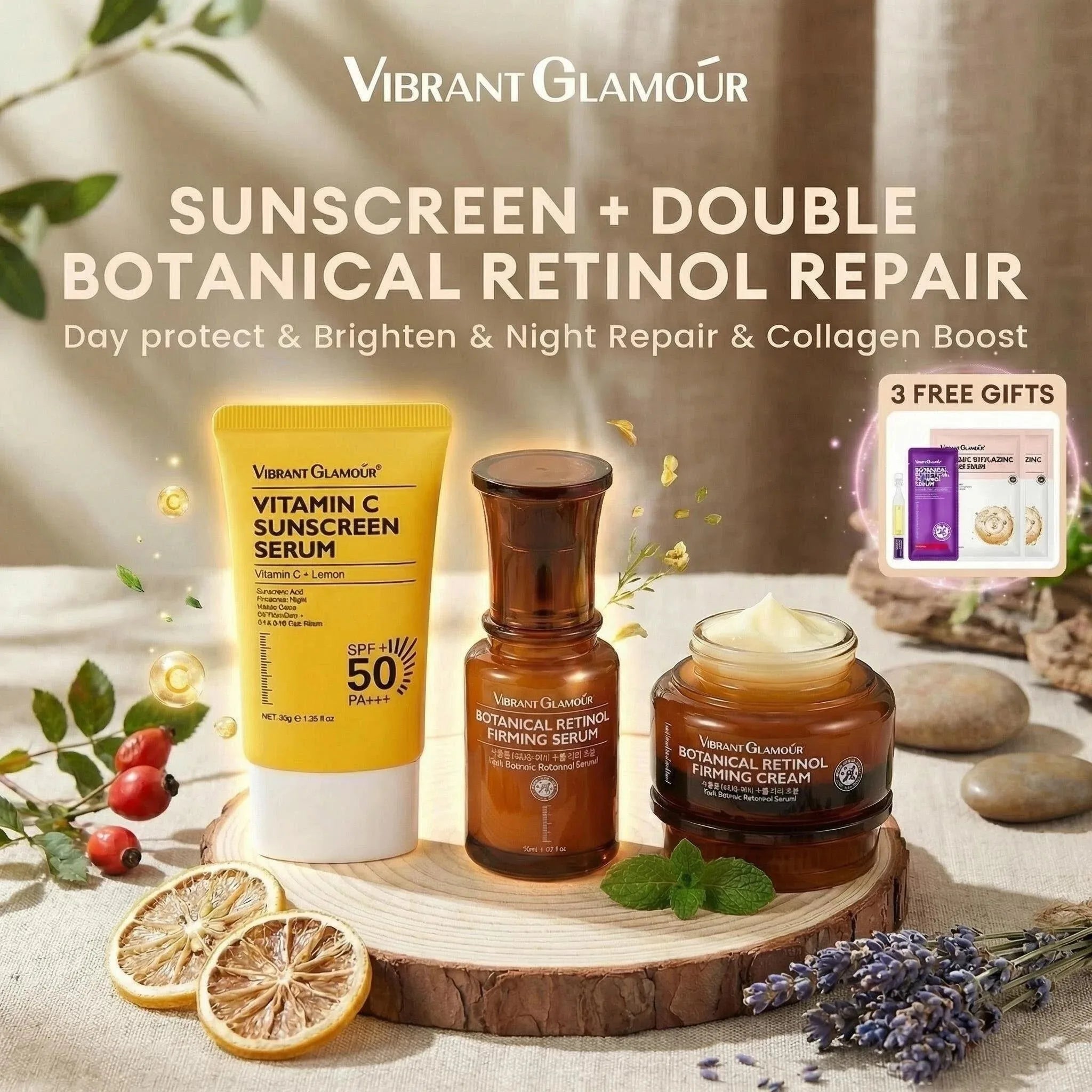 Suncare Set Retinol Series 2.0 Vitamin C Sunscreen SPF 50+ — White | KIMLUD