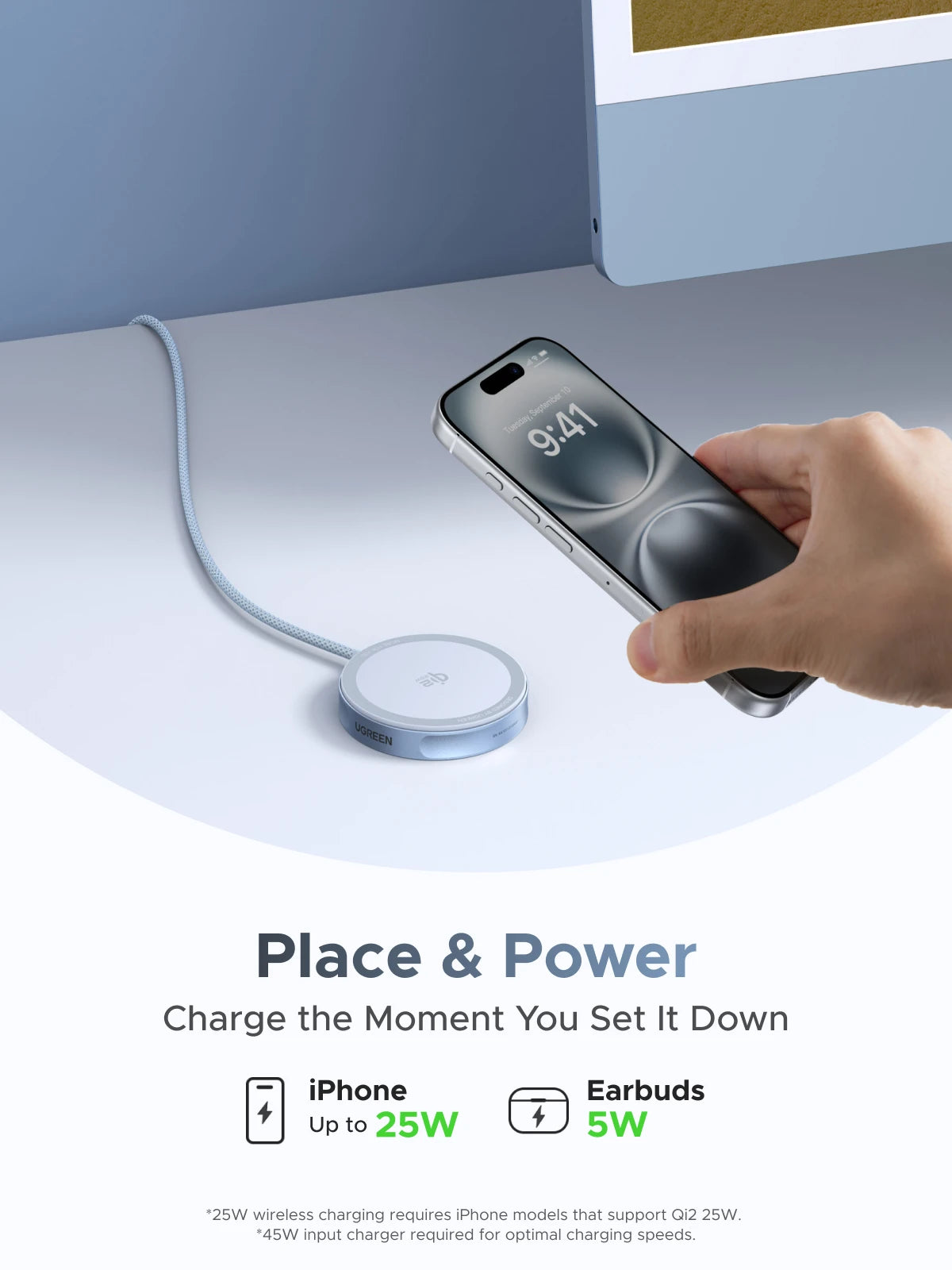 KIMLUD, UGREEN Magflow Qi2 25W Wireless Charger For iPhone 17 16 Pro Max Fast Charging Qi2 Certified Magsafe Phone Charging Pad, KIMLUD Womens Clothes