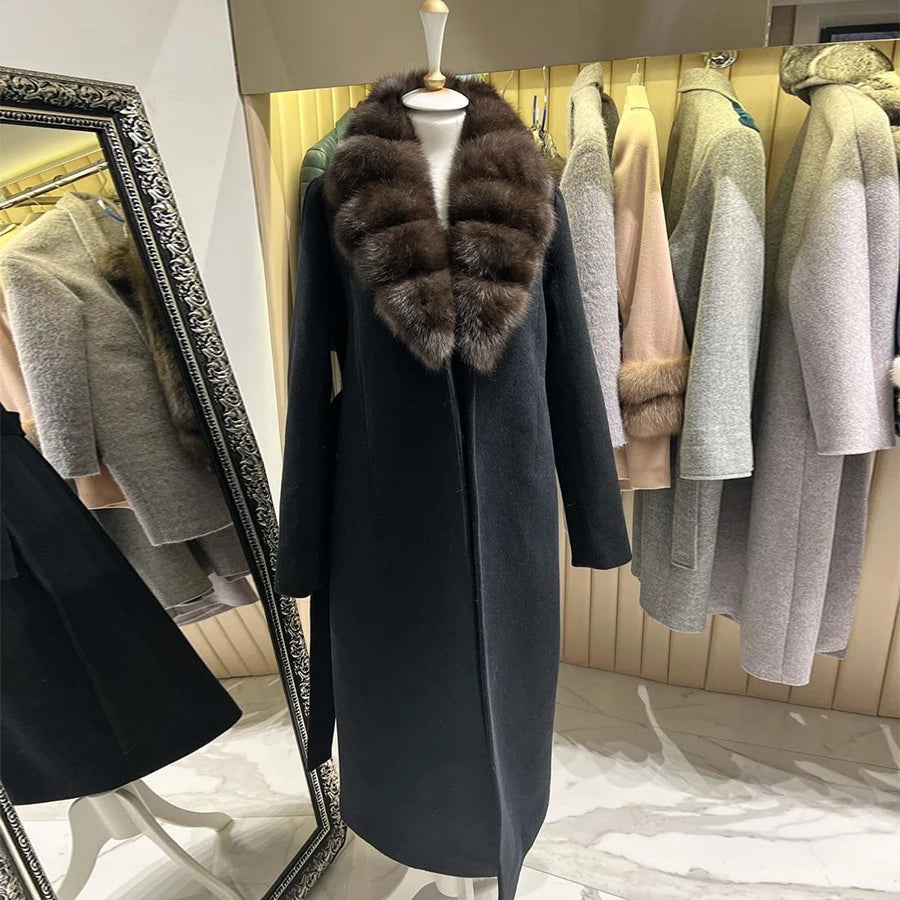 Fox Fur Coat — Black | KIMLUD