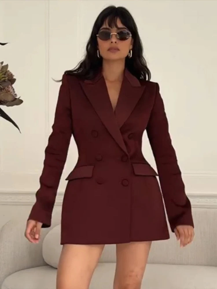 Sequin Paillette Blazer Coat Double Breasted Lapel Silhouette With Shiny Finish — Black | KIMLUD