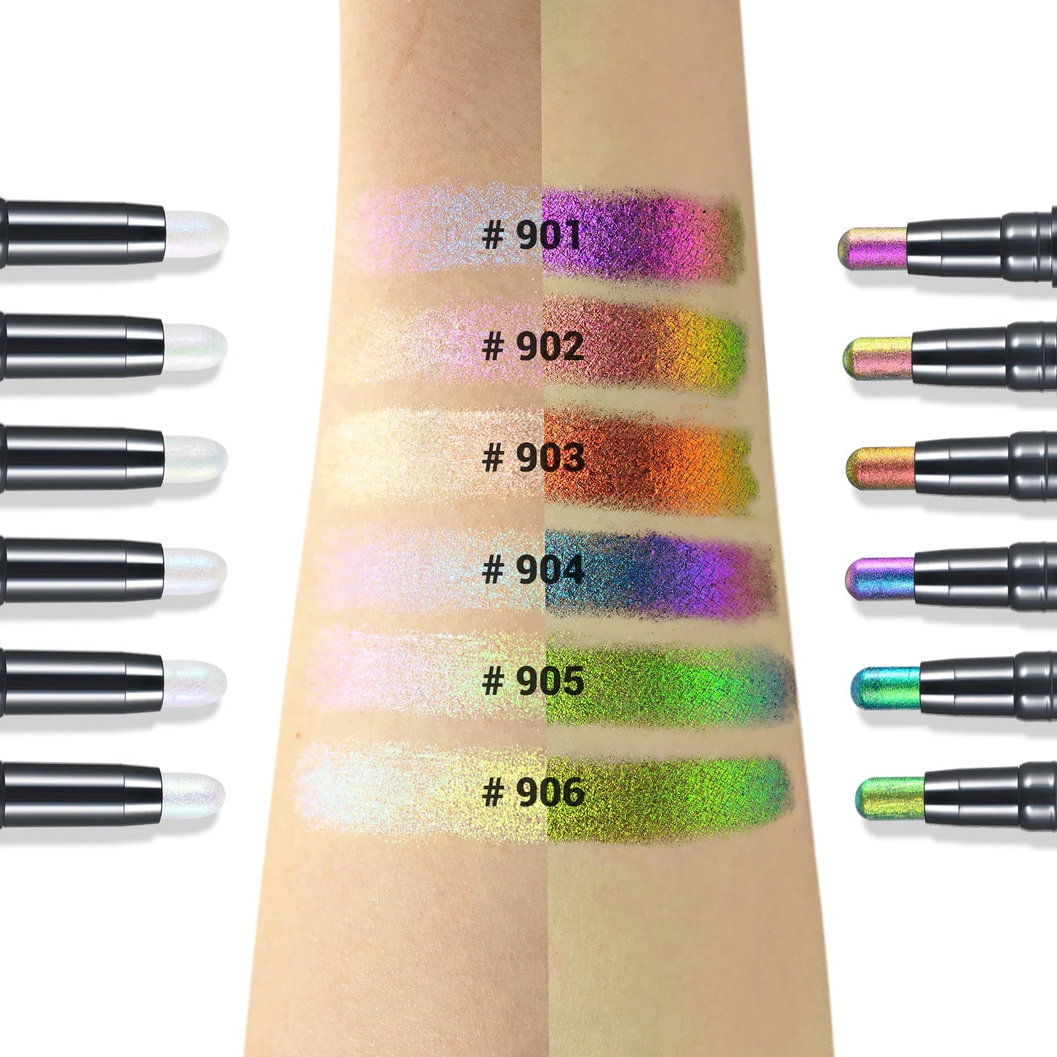 KIMLUD, CHARMACY 2 In 1 Multichrome Eyeshadow Sticks High Pigmented Glitter Eyeshadow Waterproof Eye Shadow Pen Metallic Makeup 6 Color, KIMLUD Womens Clothes