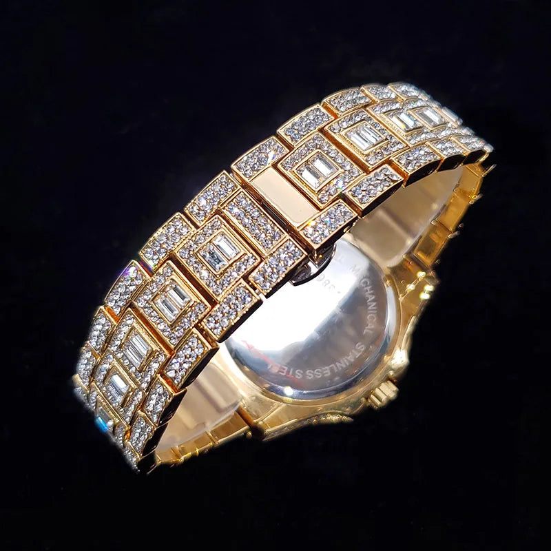 Stainless Steel Diamond Luxury Watch — Gold | KIMLUD