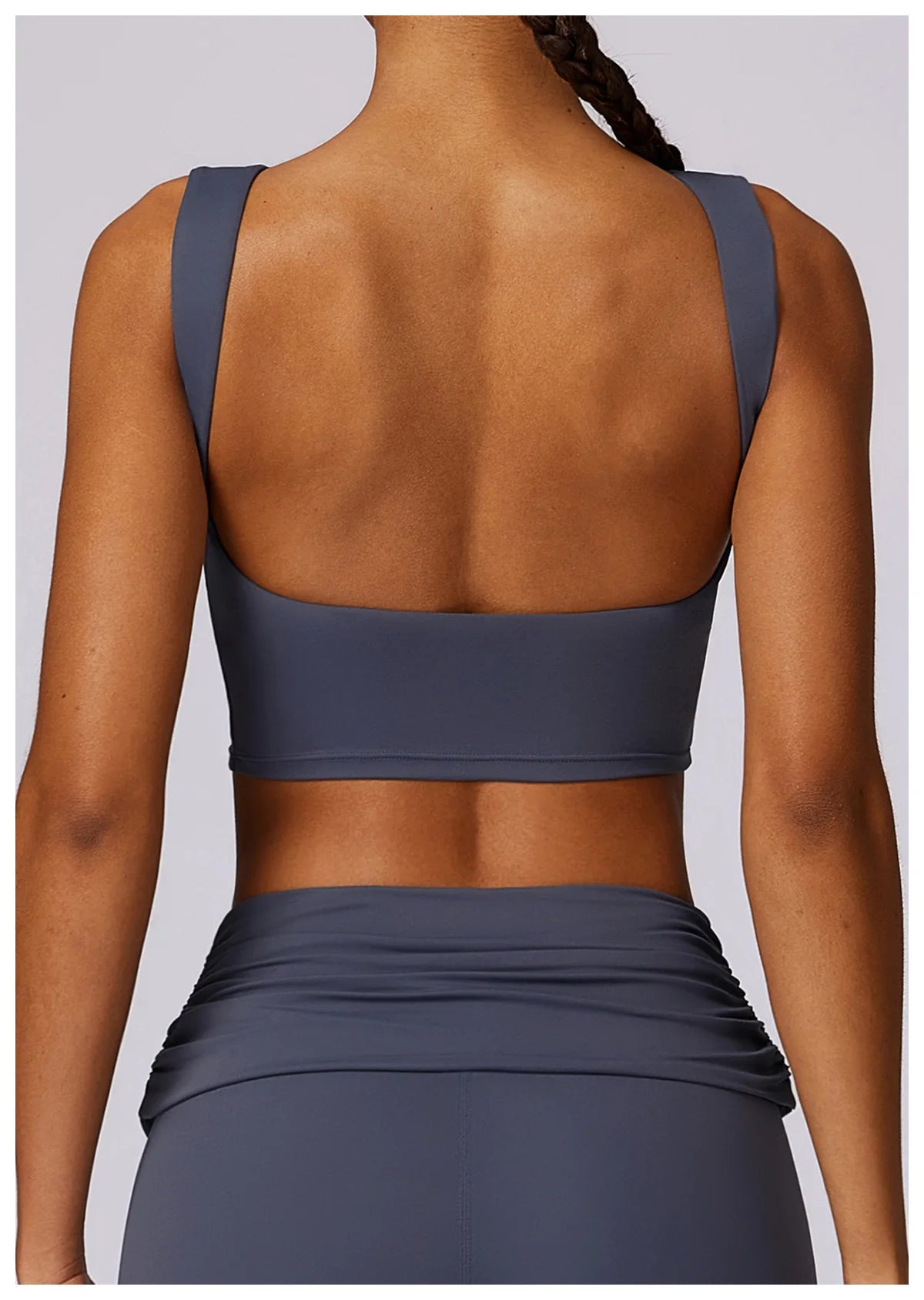 Nylon-Spandex Sports Bra Backless Push Up — Slate Blue | KIMLUD