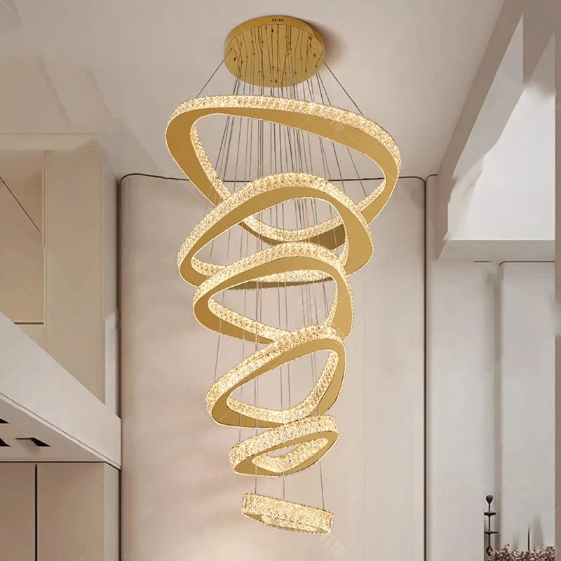 Ring Pendant Light With Dimmable LED Rings — Antique Gold | KIMLUD