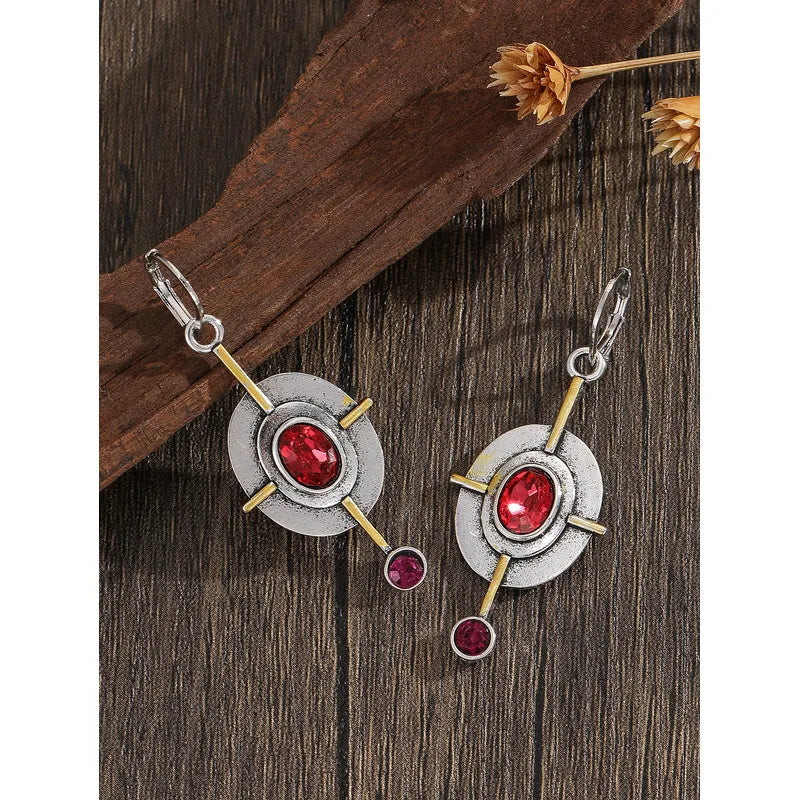 Vintage Tribal Spiral Dangle Earrings for Women Metal Geometry Twist Bronze Metal Painting Pattern Ethnic Earrings Gift