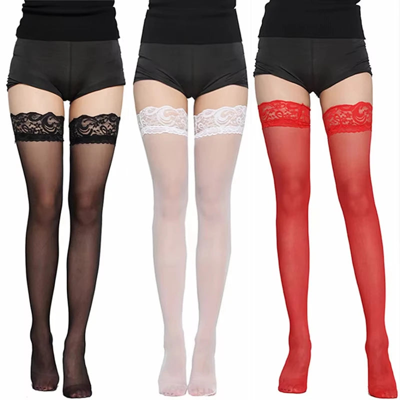 Nylon Lace Stockings Sheer Breathable — Black | KIMLUD