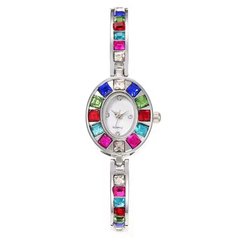 Rhinestone Watch Square Dial Bracelet Band — Crystal | KIMLUD