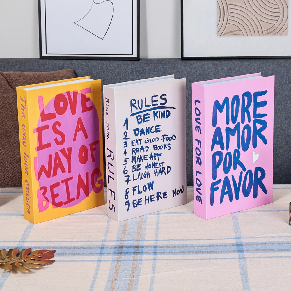 Foldable Faux Books Three-Piece Set for Couture Coffee Table Decor — Black | KIMLUD