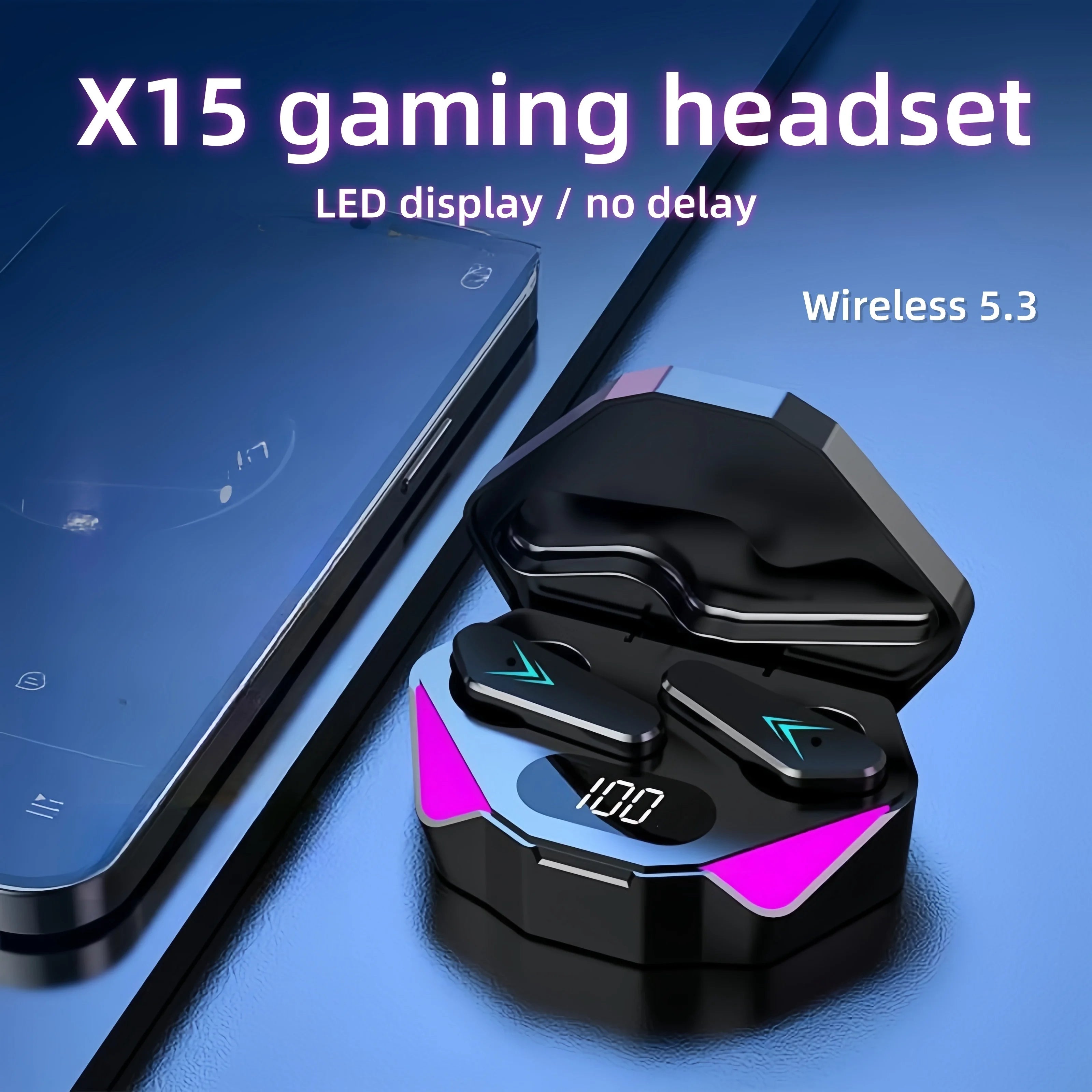 KIMLUD, X15 TWS Wireless Bluetooth Headset LED Display Gamer Earbuds with Mic Wireless Headphones Noise Cancelling Bluetooth Earphones, KIMLUD Womens Clothes
