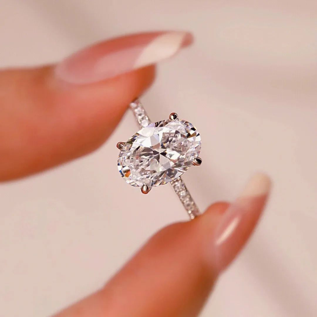 Ring – Geometric Oval – Zinc Alloy With Silver Plating | KIMLUD
