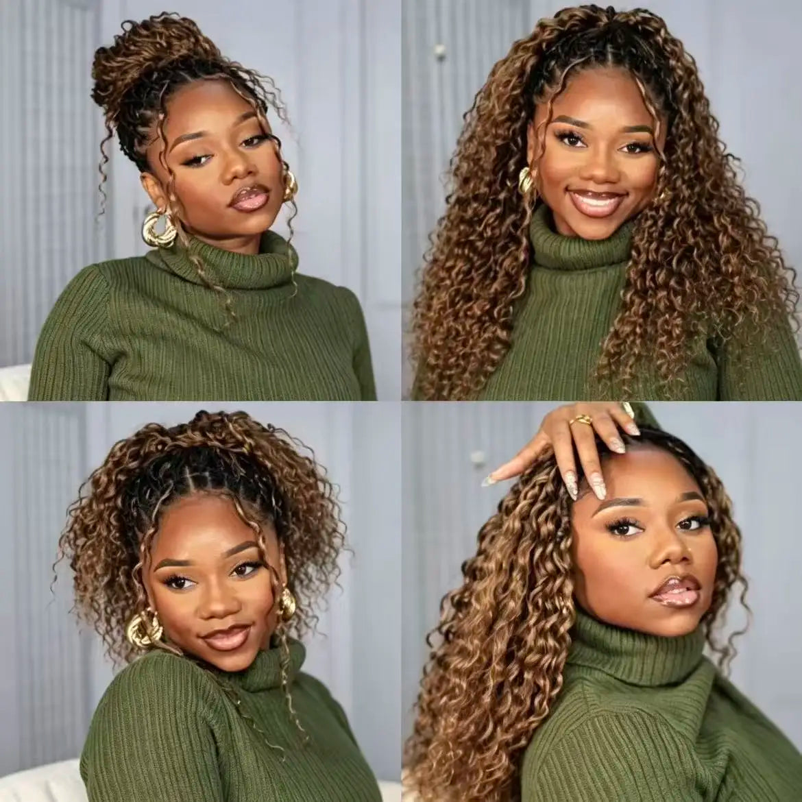 Crochet Hair – Highlight Colored Deep Wave – Brazilian Hair | KIMLUD