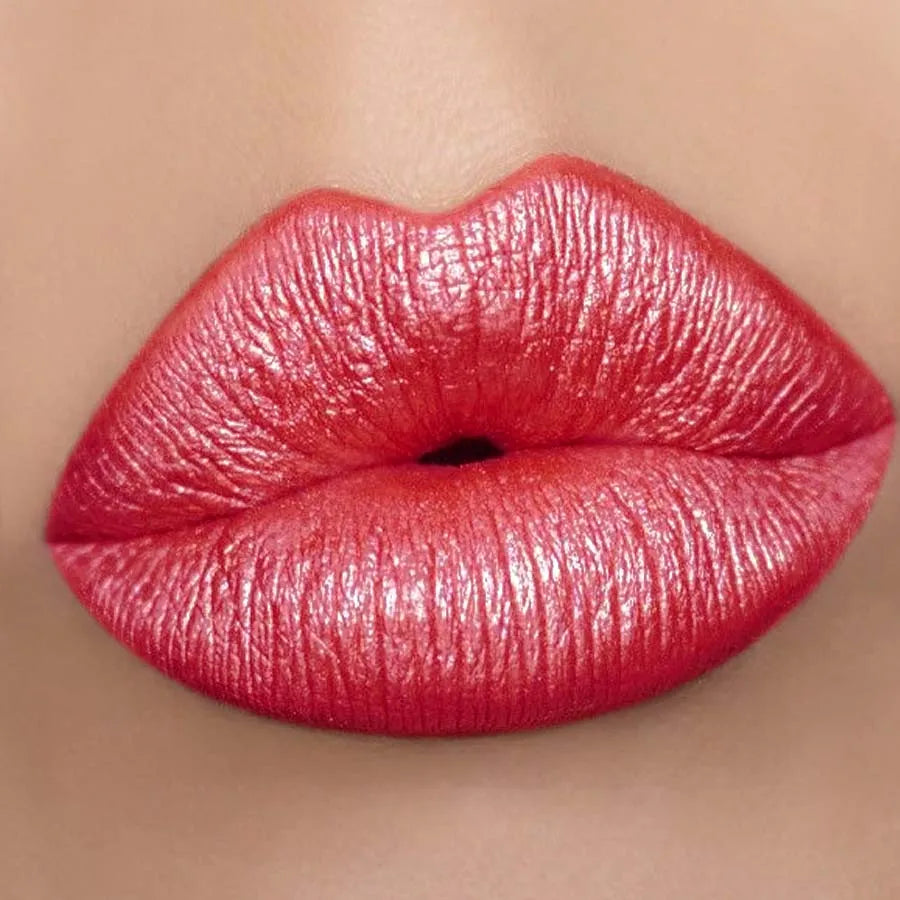 Red Metallic Lipstick Longlasting Glitter Lip Glaze  Waterproof Lips Makeup Moisturize Luminous liptint Shimmer Shiny Lipgloss