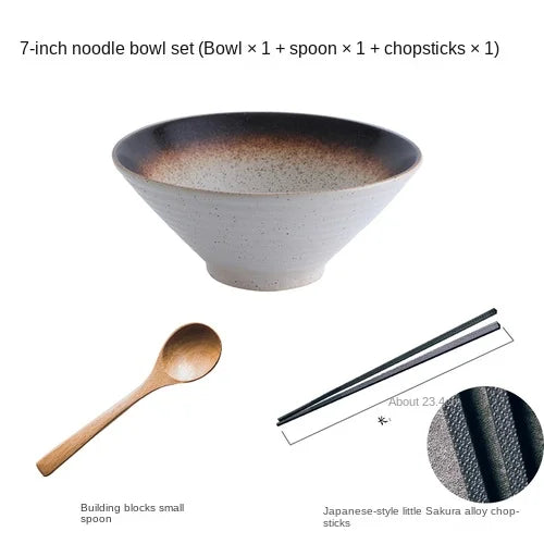 Porcelain Japanese Ramen Bowl Large — Black | KIMLUD