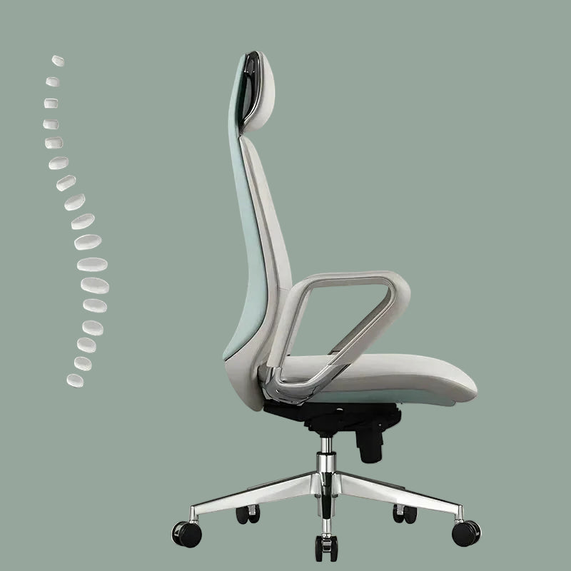 Elastic Leather Office Chair Ergonomic Modern — Blue | KIMLUD