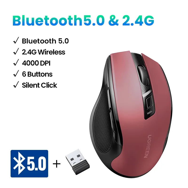 Matte Ergonomic Wireless Mouse Bluetooth 5.0 4000DPI — Deep Blue-Gray | KIMLUD