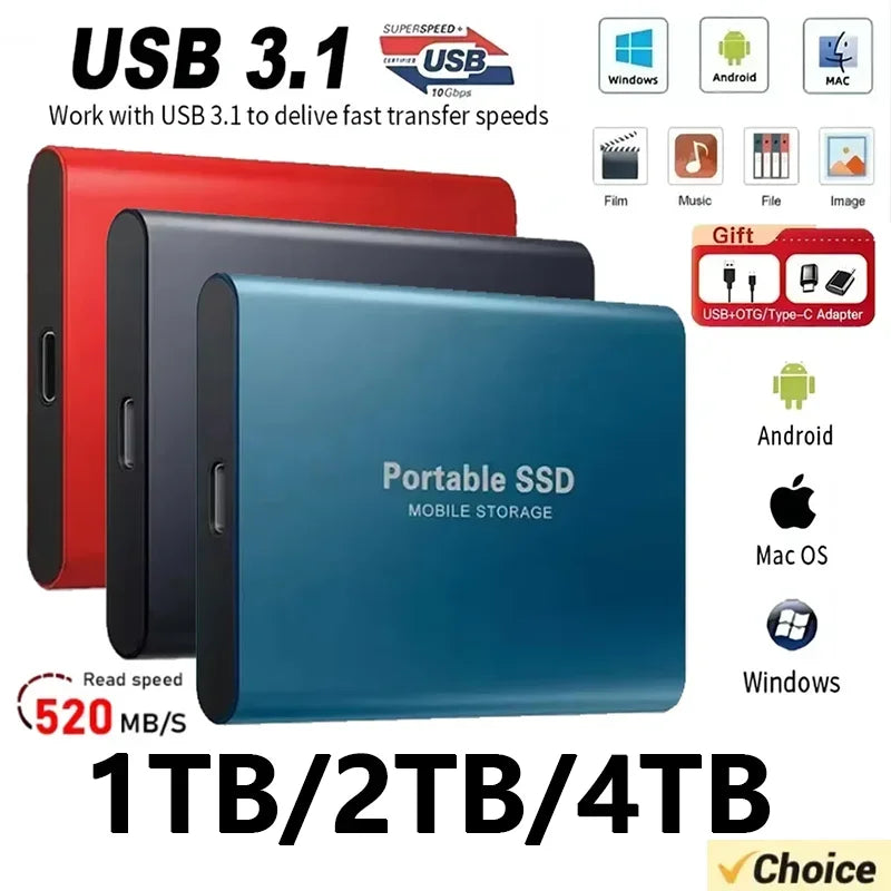 High-Speed Slim Portable External SSD 2TB — Black | KIMLUD