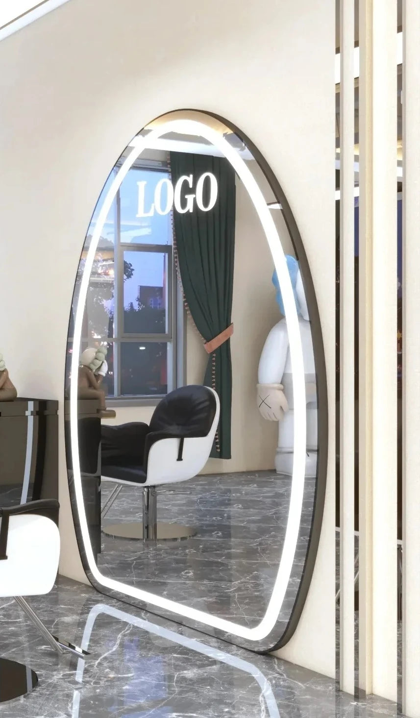 AY7Hairdresser mirror, special hairdresser mirror table double-sided floor mirror with lamp, light luxury high-end