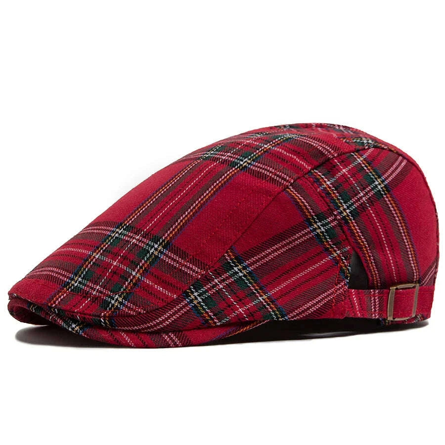 KIMLUD, Multi Color Plaid Flat Cap Vintage Women Casual Fashion Visor Beret Spring Autumn Newsboy Hat For Men Ladies Adjustable Unisex, KIMLUD Womens Clothes
