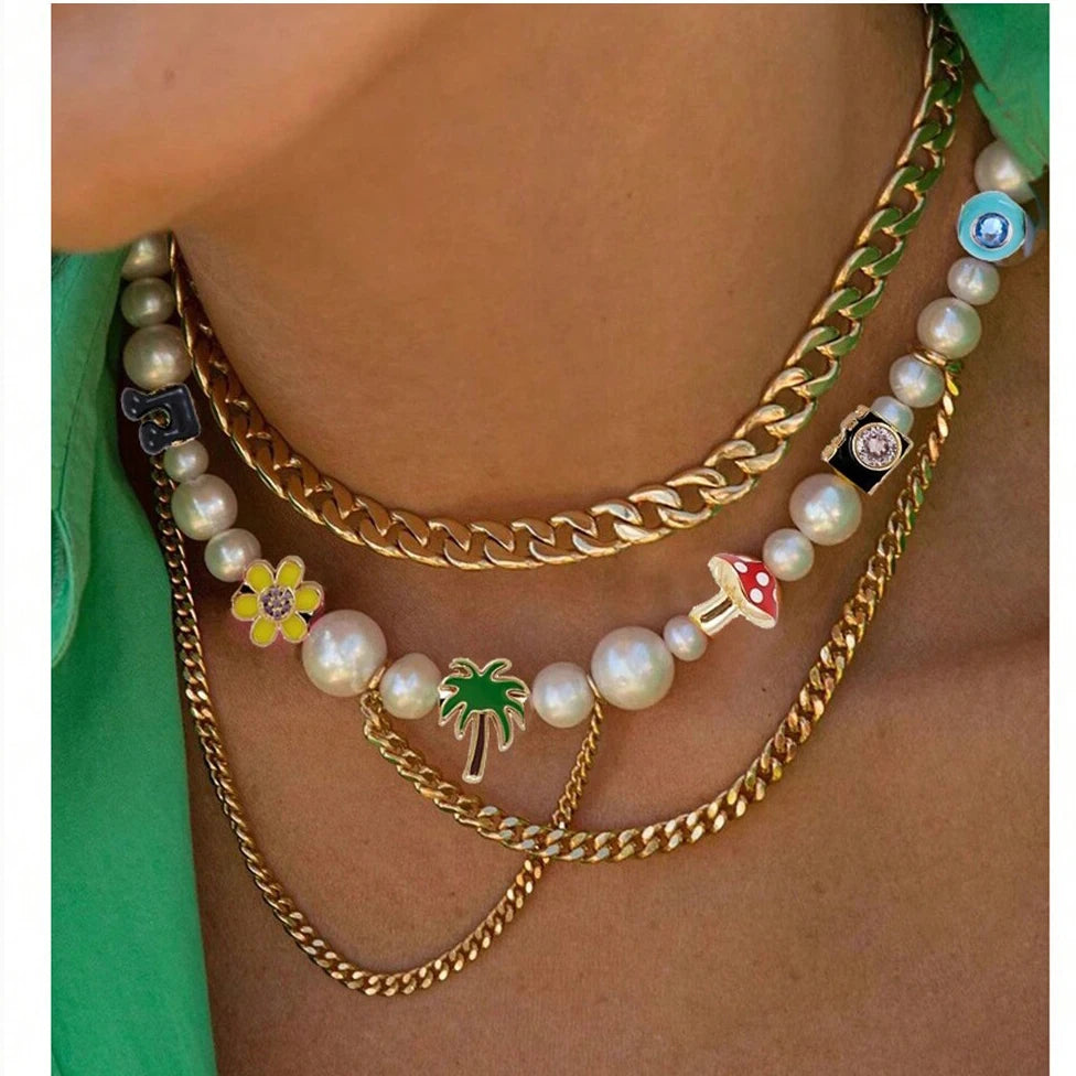 Pearl Multi-Layer Statement Necklace — Ivory | KIMLUD