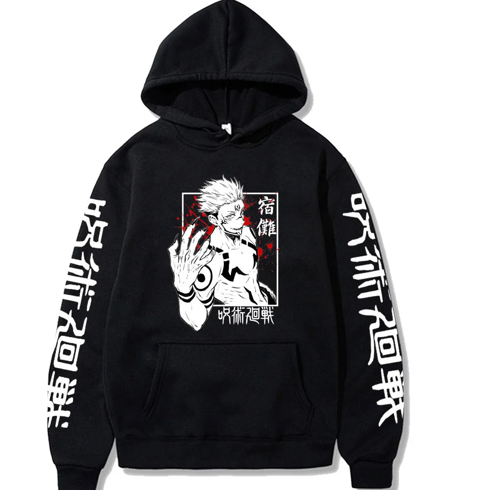 Hoodie – Graphic Sukuna Print – Knit – | KIMLUD