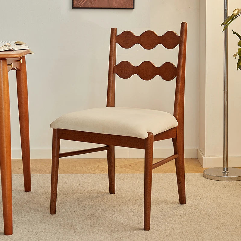 Solid Wood Dining Chair Household French Makeup Soft Bag Armrest Chair Light Luxury Balcony Backrest Silla Comedor Furniture