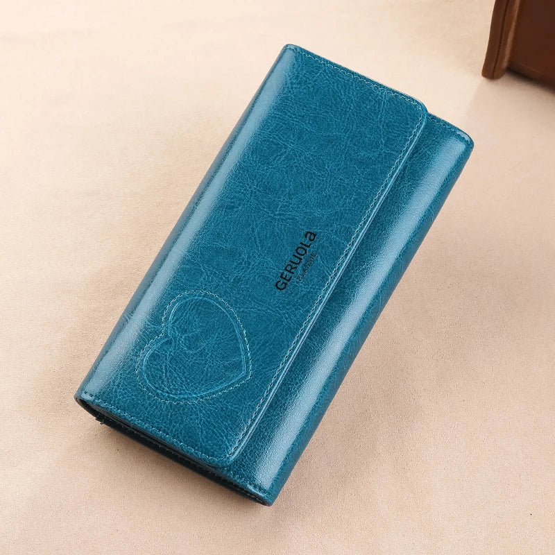 Wallet – RFID Anti-Theft – Leather Split Cow – Large Capacity | KIMLUD