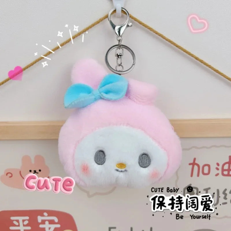 Sanrio Hello Kitty Plush Coin Purse Cartoon Keychain Bag Zipper Coin Wallet Storage Bag Key Earphone Pouch Decorations Girl Gift