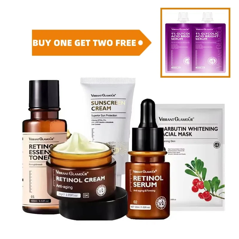 Skincare Set Retinol Toner Essence Cream Sunscreen — White | KIMLUD