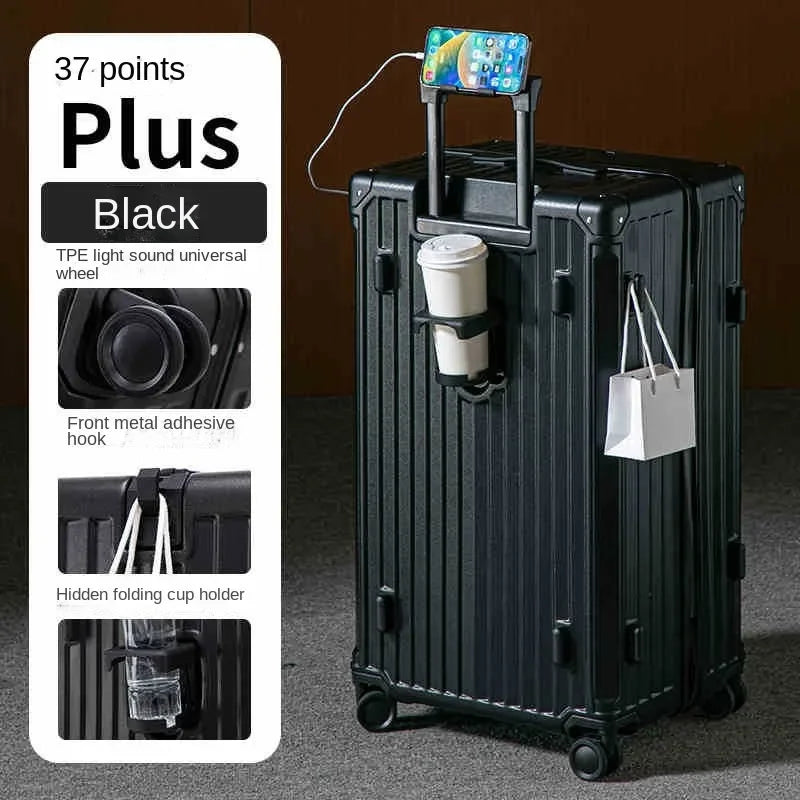 Aluminum Frame Travel Suitcase 30 Inch Large Capacity With Expandable Interior — Deep Red | KIMLUD