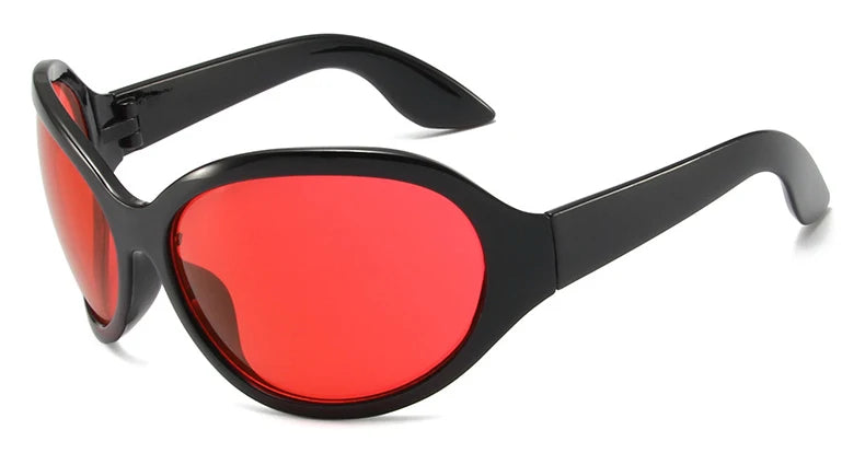 Oversized Y2K Sunglasses Wrap Around — Silver | KIMLUD